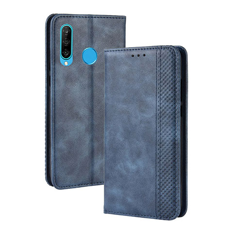 Coque Portefeuille Livre Cuir Etui Clapet BY4 pour Samsung Galaxy M30 Bleu