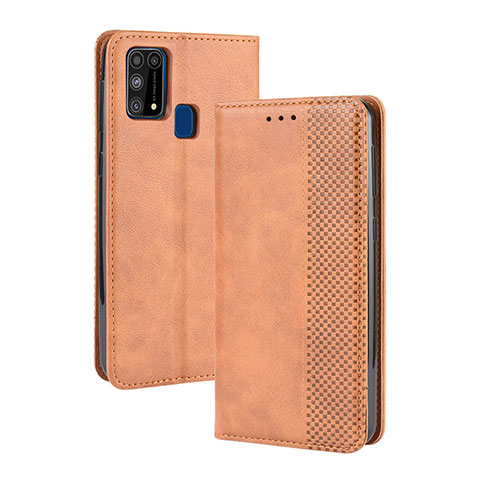 Coque Portefeuille Livre Cuir Etui Clapet BY4 pour Samsung Galaxy M31 Marron