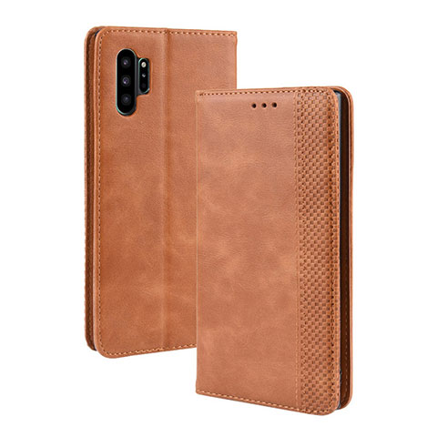 Coque Portefeuille Livre Cuir Etui Clapet BY4 pour Samsung Galaxy Note 10 Plus 5G Marron