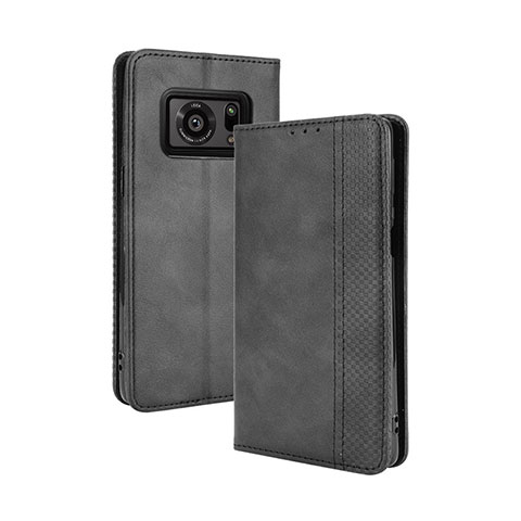 Coque Portefeuille Livre Cuir Etui Clapet BY4 pour Sharp Aquos R6 Noir