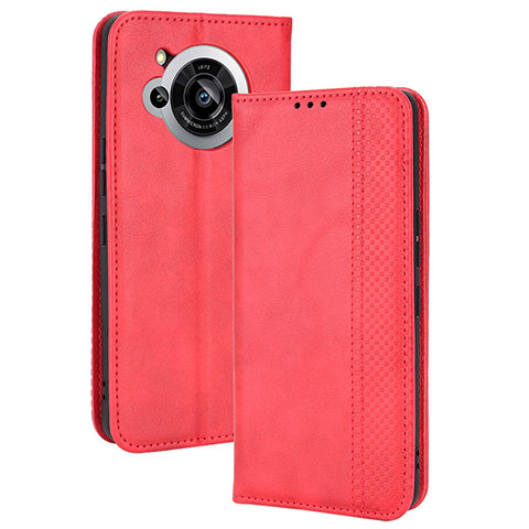 Coque Portefeuille Livre Cuir Etui Clapet BY4 pour Sharp Aquos R7s Rouge