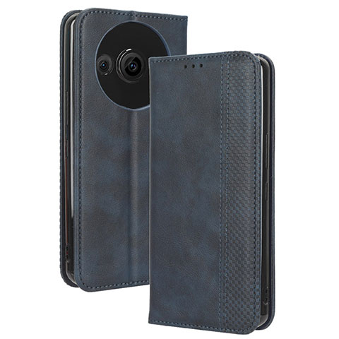 Coque Portefeuille Livre Cuir Etui Clapet BY4 pour Sharp Aquos R8 Pro Bleu