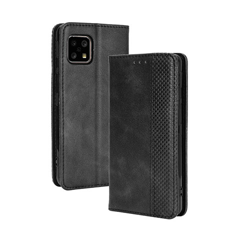 Coque Portefeuille Livre Cuir Etui Clapet BY4 pour Sharp Aquos Sense4 Basic Noir