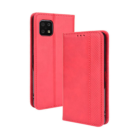 Coque Portefeuille Livre Cuir Etui Clapet BY4 pour Sharp Aquos Sense6 Rouge