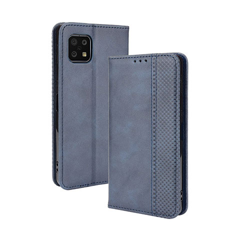 Coque Portefeuille Livre Cuir Etui Clapet BY4 pour Sharp Aquos Sense6s Bleu