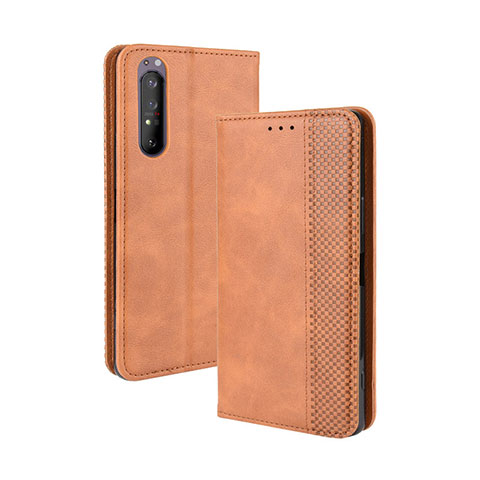 Coque Portefeuille Livre Cuir Etui Clapet BY4 pour Sony Xperia 1 II Marron