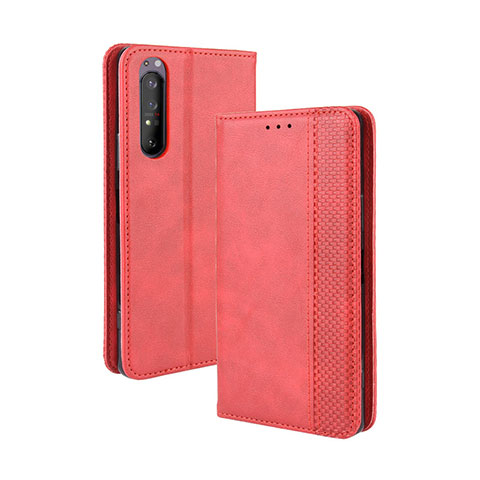 Coque Portefeuille Livre Cuir Etui Clapet BY4 pour Sony Xperia 1 II Rouge