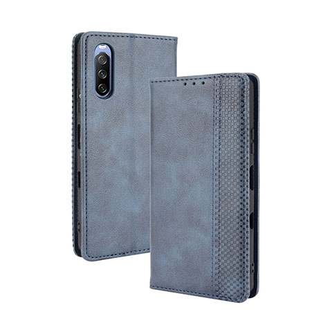 Coque Portefeuille Livre Cuir Etui Clapet BY4 pour Sony Xperia 10 III SOG04 Bleu