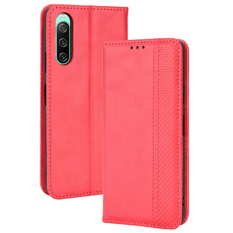 Coque Portefeuille Livre Cuir Etui Clapet BY4 pour Sony Xperia 10 IV Rouge