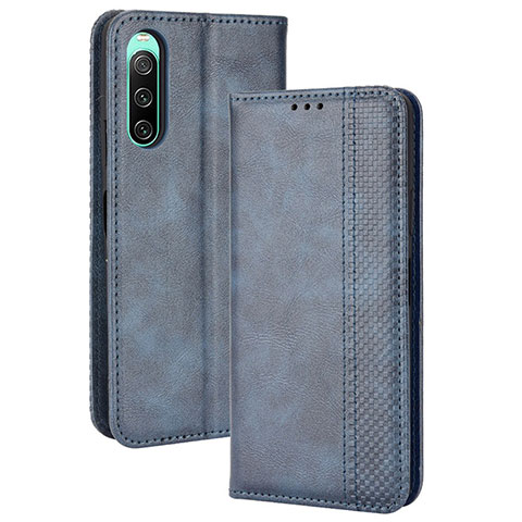 Coque Portefeuille Livre Cuir Etui Clapet BY4 pour Sony Xperia 10 V Bleu