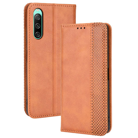 Coque Portefeuille Livre Cuir Etui Clapet BY4 pour Sony Xperia 10 V Marron