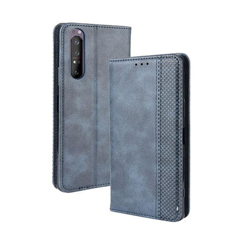 Coque Portefeuille Livre Cuir Etui Clapet BY4 pour Sony Xperia 5 II Bleu