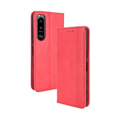 Coque Portefeuille Livre Cuir Etui Clapet BY4 pour Sony Xperia 5 III Rouge