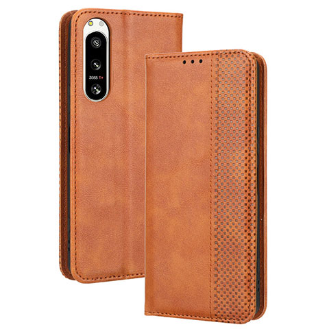 Coque Portefeuille Livre Cuir Etui Clapet BY4 pour Sony Xperia 5 IV Marron