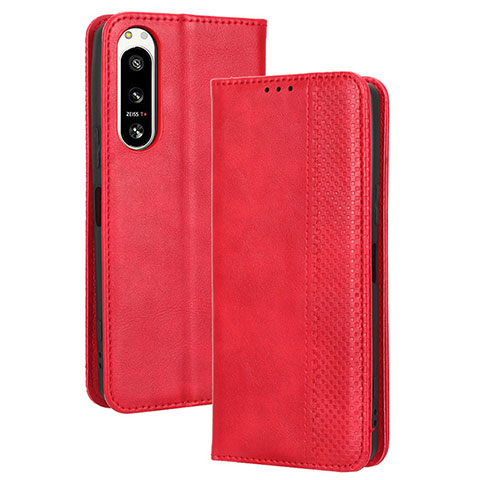 Coque Portefeuille Livre Cuir Etui Clapet BY4 pour Sony Xperia 5 IV Rouge