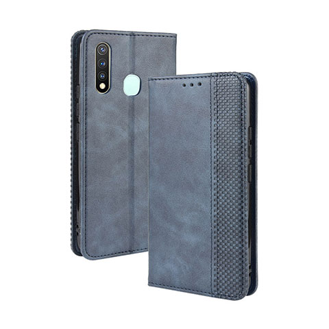 Coque Portefeuille Livre Cuir Etui Clapet BY4 pour Vivo iQOO U3 4G Bleu