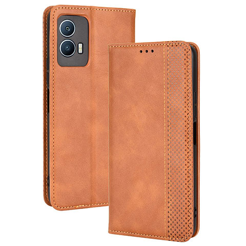 Coque Portefeuille Livre Cuir Etui Clapet BY4 pour Vivo iQOO U5 5G Marron