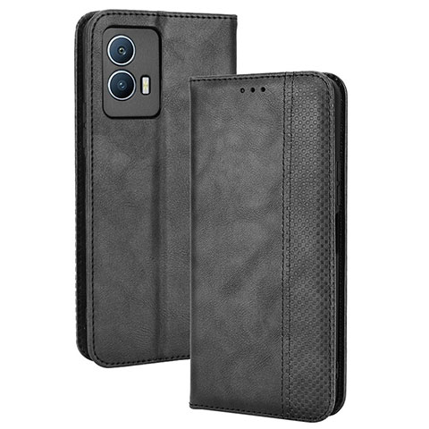 Coque Portefeuille Livre Cuir Etui Clapet BY4 pour Vivo iQOO U5 5G Noir