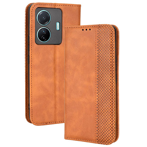 Coque Portefeuille Livre Cuir Etui Clapet BY4 pour Vivo iQOO Z6 Pro 5G Marron