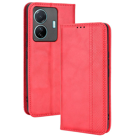 Coque Portefeuille Livre Cuir Etui Clapet BY4 pour Vivo T1 Pro 5G Rouge