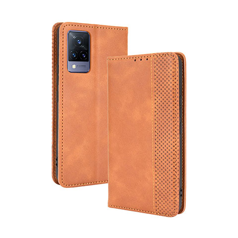 Coque Portefeuille Livre Cuir Etui Clapet BY4 pour Vivo V21 5G Marron