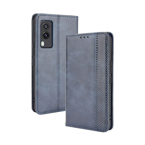 Coque Portefeuille Livre Cuir Etui Clapet BY4 pour Vivo V21e 5G Bleu