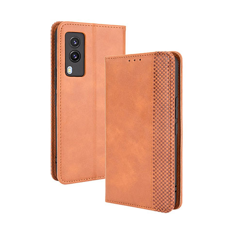 Coque Portefeuille Livre Cuir Etui Clapet BY4 pour Vivo V21e 5G Marron