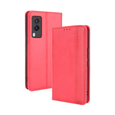 Coque Portefeuille Livre Cuir Etui Clapet BY4 pour Vivo V21e 5G Rouge