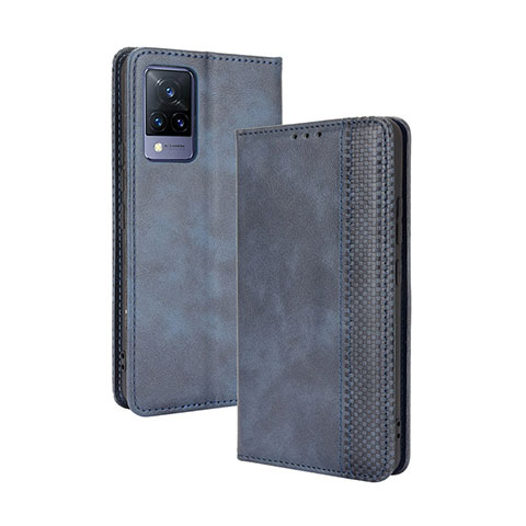 Coque Portefeuille Livre Cuir Etui Clapet BY4 pour Vivo V21s 5G Bleu