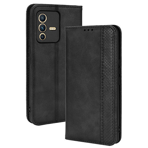 Coque Portefeuille Livre Cuir Etui Clapet BY4 pour Vivo V23 5G Noir