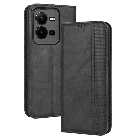 Coque Portefeuille Livre Cuir Etui Clapet BY4 pour Vivo V25e Noir