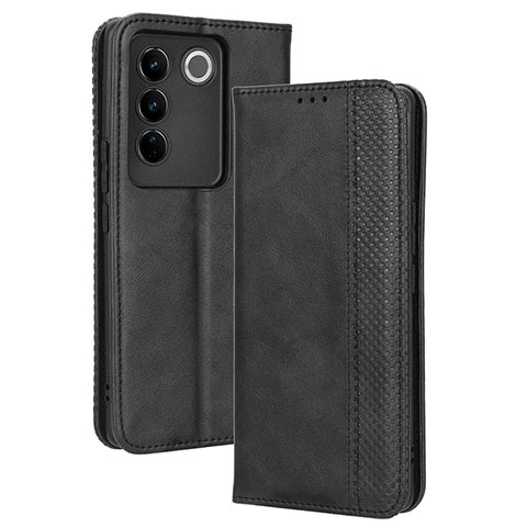 Coque Portefeuille Livre Cuir Etui Clapet BY4 pour Vivo V27 5G Noir