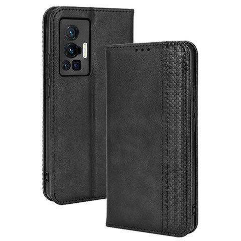 Coque Portefeuille Livre Cuir Etui Clapet BY4 pour Vivo X70 Pro 5G Noir