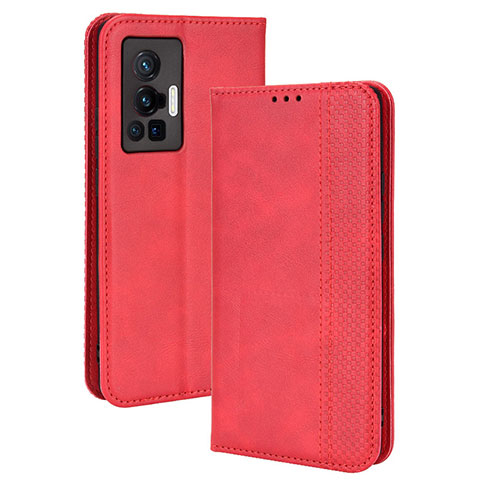 Coque Portefeuille Livre Cuir Etui Clapet BY4 pour Vivo X70 Pro 5G Rouge