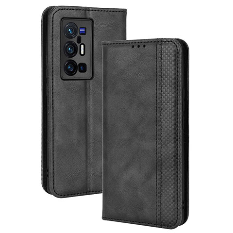 Coque Portefeuille Livre Cuir Etui Clapet BY4 pour Vivo X70 Pro+ Plus 5G Noir