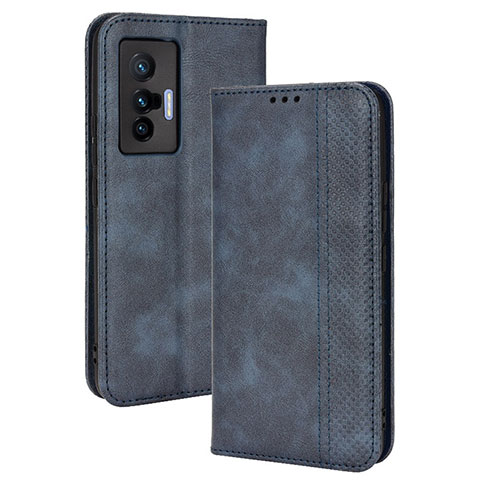 Coque Portefeuille Livre Cuir Etui Clapet BY4 pour Vivo X70t Bleu