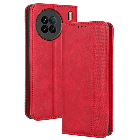 Coque Portefeuille Livre Cuir Etui Clapet BY4 pour Vivo X90 5G Rouge