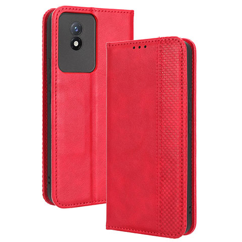 Coque Portefeuille Livre Cuir Etui Clapet BY4 pour Vivo Y02 Rouge