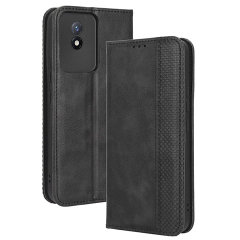 Coque Portefeuille Livre Cuir Etui Clapet BY4 pour Vivo Y02A Noir