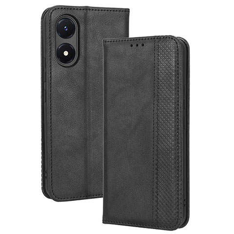 Coque Portefeuille Livre Cuir Etui Clapet BY4 pour Vivo Y02S Noir