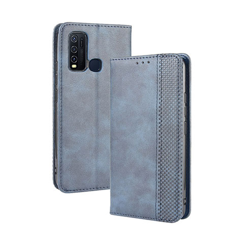 Coque Portefeuille Livre Cuir Etui Clapet BY4 pour Vivo Y50 Bleu