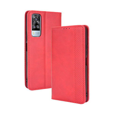 Coque Portefeuille Livre Cuir Etui Clapet BY4 pour Vivo Y51 (2021) Rouge