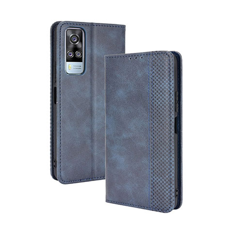 Coque Portefeuille Livre Cuir Etui Clapet BY4 pour Vivo Y51A Bleu