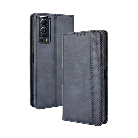 Coque Portefeuille Livre Cuir Etui Clapet BY4 pour Vivo Y52 5G Bleu