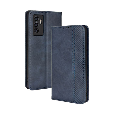 Coque Portefeuille Livre Cuir Etui Clapet BY4 pour Vivo Y75 4G Bleu