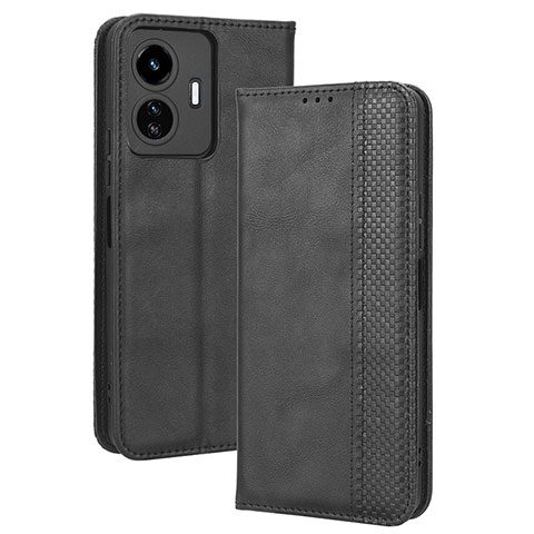 Coque Portefeuille Livre Cuir Etui Clapet BY4 pour Vivo Y77 5G Noir