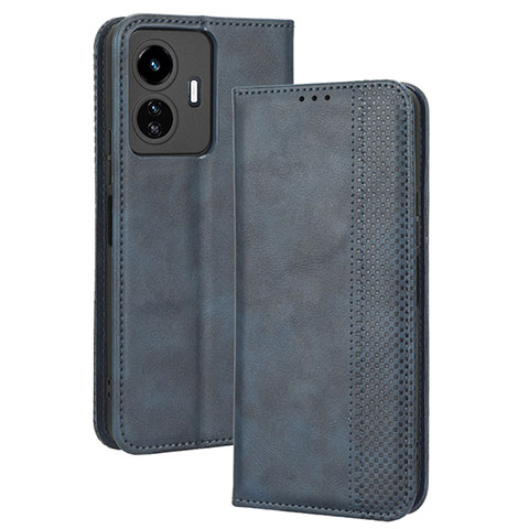 Coque Portefeuille Livre Cuir Etui Clapet BY4 pour Vivo Y77e 5G Bleu