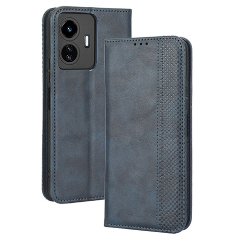 Coque Portefeuille Livre Cuir Etui Clapet BY4 pour Vivo Y77e t1 Bleu