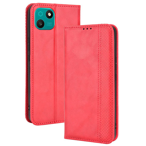 Coque Portefeuille Livre Cuir Etui Clapet BY4 pour Wiko T10 Rouge