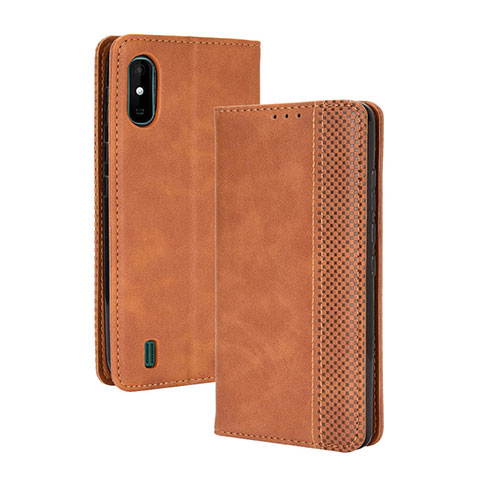 Coque Portefeuille Livre Cuir Etui Clapet BY4 pour Wiko Y81 Marron